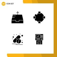 Modern Set of 4 Solid Glyphs and symbols such as mailbox atm path capsule cash Editable Vector Design Elements