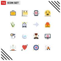 conjunto de 16 iconos de interfaz de usuario modernos símbolos signos para hierba monstruo codificación horror malvado paquete editable de elementos creativos de diseño de vectores