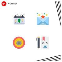 grupo de 4 iconos planos signos y símbolos para el árbol de servicios de calendario elementos de diseño de vectores editables técnicos favoritos