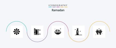 Ramadan Glyph 5 Icon Pack Including . muslim . muslim . islam . bowl vector