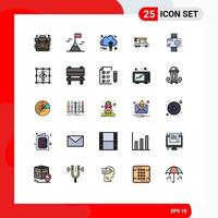 Pictogram Set of 25 Simple Filled line Flat Colors of camera lifting business lift crane Editable Vector Design Elements