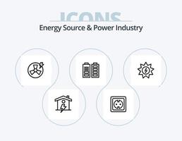 Energy Source And Power Industry Line Icon Pack 5 Icon Design. tag. energy. globe. solar. factory vector