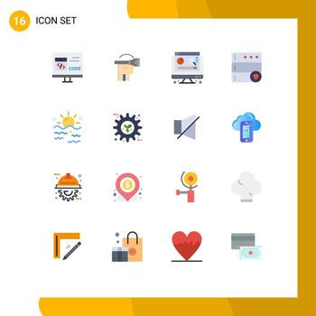 paquete de interfaz de usuario de 16 colores planos básicos de la base de datos del servidor de tecnología marina de verano paquete editable de elementos de diseño de vectores creativos