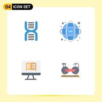 4 Thematic Vector Flat Icons and Editable Symbols of biology science physics database book Editable Vector Design Elements