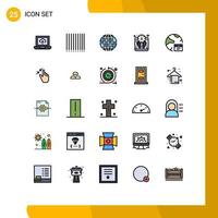 Universal Icon Symbols Group of 25 Modern Filled line Flat Colors of internet develop internet database scale Editable Vector Design Elements