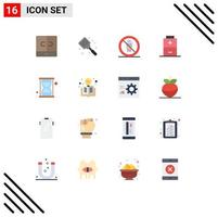 Modern Set of 16 Flat Colors and symbols such as efficiency charging spatula battery no Editable Pack of Creative Vector Design Elements