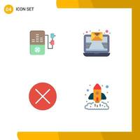 Set of 4 Vector Flat Icons on Grid for music navigation email arrows business Editable Vector Design Elements