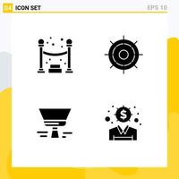 Set of 4 Modern UI Icons Symbols Signs for queue paint brush boat wheel finance Editable Vector Design Elements