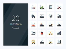 20 icono de color plano de transporte para presentación vector