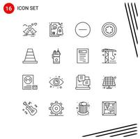 Pictogram Set of 16 Simple Outlines of construction test remove sign medical Editable Vector Design Elements