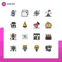 Pictogram Set of 16 Simple Flat Color Filled Lines of shopping marketplace focus nature adventure Editable Creative Vector Design Elements