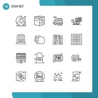 16 User Interface Outline Pack of modern Signs and Symbols of hat achieve shipping target success Editable Vector Design Elements