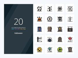 20 Halloween line Filled icon for presentation vector