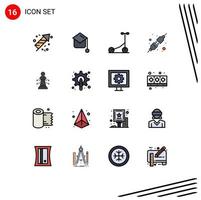 16 Thematic Vector Flat Color Filled Lines and Editable Symbols of designer strategy sport laptop socket Editable Creative Vector Design Elements