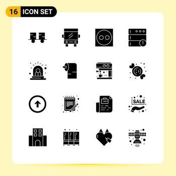 16 Solid Glyph concept for Websites Mobile and Apps danger alarm travel server alert Editable Vector Design Elements