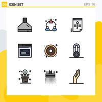 Universal Icon Symbols Group of 9 Modern Filledline Flat Colors of donut search lock website page Editable Vector Design Elements