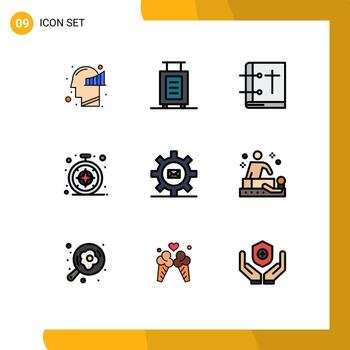 Editable Vector Line Pack of 9 Simple Filledline Flat Colors of email setting christian safari browser Editable Vector Design Elements