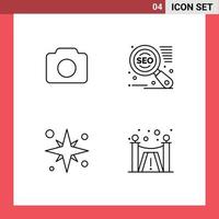 Set of 4 Commercial Filledline Flat Colors pack for camera sea ui marketing vacation Editable Vector Design Elements