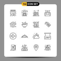 16 Universal Outlines Set for Web and Mobile Applications pin man game cell school Editable Vector Design Elements