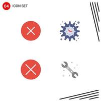 Mobile Interface Flat Icon Set of 4 Pictograms of error close multimedia timeline navigation Editable Vector Design Elements