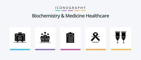 Biochemistry And Medicine Healthcare Glyph 5 Icon Pack Including healthcare. medical. medical. ribbon. cancer. Creative Icons Design vector