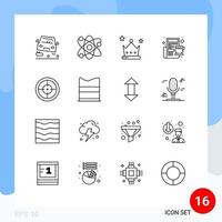 Outline Pack of 16 Universal Symbols of badge newspaper achievement morning breakfast Editable Vector Design Elements