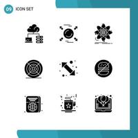 Editable Vector Line Pack of 9 Simple Solid Glyphs of go print data printing film Editable Vector Design Elements