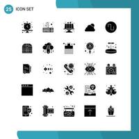 Group of 25 Solid Glyphs Signs and Symbols for wave sound baking cloudy cloud Editable Vector Design Elements