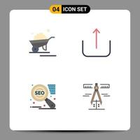 Group of 4 Modern Flat Icons Set for barrow seo truck ui calipers Editable Vector Design Elements