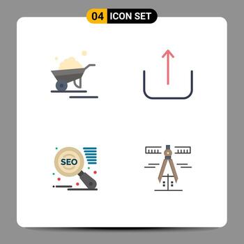 Group of 4 Modern Flat Icons Set for barrow seo truck ui calipers Editable Vector Design Elements