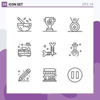 Set of 9 Modern UI Icons Symbols Signs for screws diy medal screw table Editable Vector Design Elements