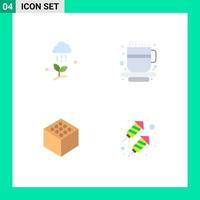 Universal Icon Symbols Group of 4 Modern Flat Icons of cloud rain edge spring cup party Editable Vector Design Elements