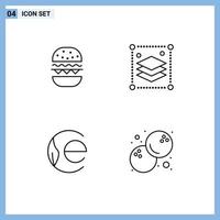 Line Pack of 4 Universal Symbols of burger coin canada layers crypto currency Editable Vector Design Elements