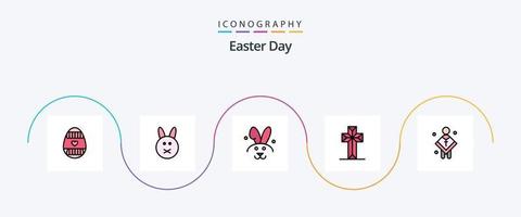 Paquete de 5 iconos planos llenos de línea de Pascua que incluye. predicador. cristiano. hombre. iglesia vector