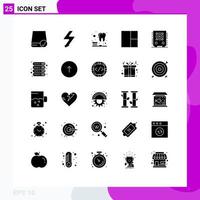 25 User Interface Solid Glyph Pack of modern Signs and Symbols of data party brush loudspeaker layout Editable Vector Design Elements