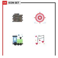 Pack of 4 Modern Flat Icons Signs and Symbols for Web Print Media such as wall toy target goal play time Editable Vector Design Elements