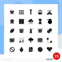 25 Universal Solid Glyphs Set for Web and Mobile Applications canada fire work nail thinking design Editable Vector Design Elements