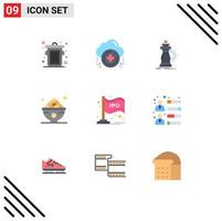 Pack of 9 Modern Flat Colors Signs and Symbols for Web Print Media such as ipo lunch chess iftar dates Editable Vector Design Elements