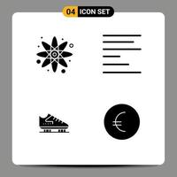 Set of 4 Modern UI Icons Symbols Signs for atom skates align boot euro Editable Vector Design Elements