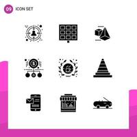 Modern Set of 9 Solid Glyphs and symbols such as shop barista box product money Editable Vector Design Elements