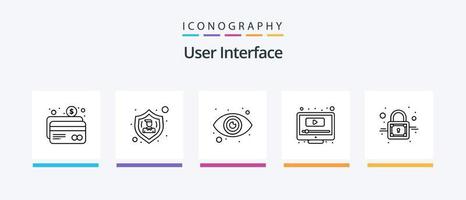 paquete de iconos de la línea 5 de la interfaz de usuario que incluye youtube. tocar. flecha. computadora. red. diseño de iconos creativos vector