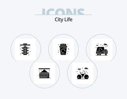 City Life Glyph Icon Pack 5 Icon Design. garbage. city. life. been. life vector