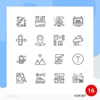 16 Outline concept for Websites Mobile and Apps location gateway water update news Editable Vector Design Elements