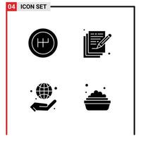 Group of 4 Solid Glyphs Signs and Symbols for gearshift management art business cleaning Editable Vector Design Elements