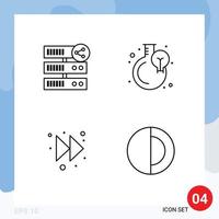 4 iconos creativos, signos y símbolos modernos de hospedaje, servidor de flecha, matraz, elementos de diseño vectorial editables a la derecha vector