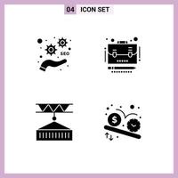 Editable Vector Line Pack of 4 Simple Solid Glyphs of development delivery optimize portfolio shipping Editable Vector Design Elements