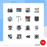16 conceptos de líneas llenas de colores planos para sitios web móviles y aplicaciones que comparten vidrios fotográficos de fiestas celebran elementos de diseño de vectores creativos editables