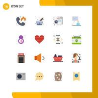Set of 16 Vector Flat Colors on Grid for day chat natural man page Editable Pack of Creative Vector Design Elements