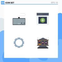 Mobile Interface Flat Icon Set of 4 Pictograms of hardware setting type upload slot machine Editable Vector Design Elements