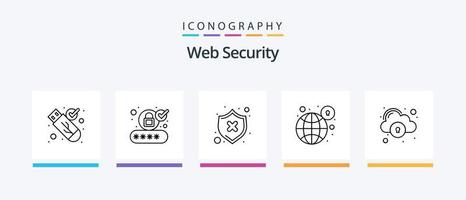 paquete de iconos de línea de seguridad web 5 que incluye carpeta. proteccion. proteger. candado. global. diseño de iconos creativos vector